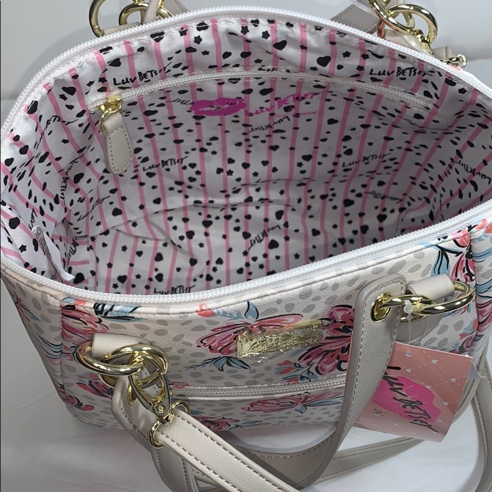 Betsey Johnson white floral satchel/crossbody. NWT - Picture 7 of 8